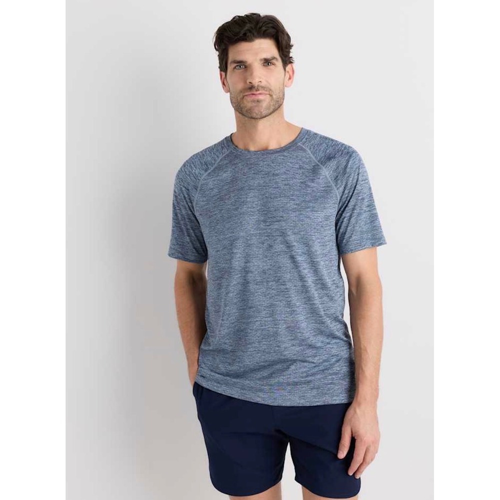 Quince Mesh Performance Training Tee Heather Blue Men's Medium Athleisure Sport